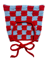 Load image into Gallery viewer, Chequered Kitty Bonnet PDF Pattern