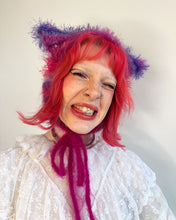 Load image into Gallery viewer, Fluffy Striped Kitty Bonnet Pink