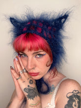 Load image into Gallery viewer, Fluffy Netted Kitty Bonnet Blue
