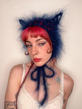 Load image into Gallery viewer, Fluffy Netted Kitty Bonnet Blue