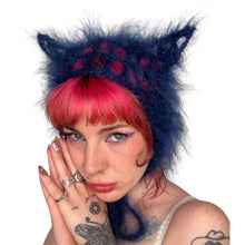 Load image into Gallery viewer, Fluffy Netted Kitty Bonnet Blue