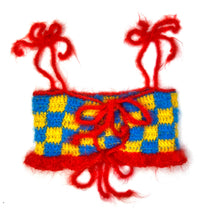 Load image into Gallery viewer, Fluffy Checkered Top Yellow, Blue & Red S