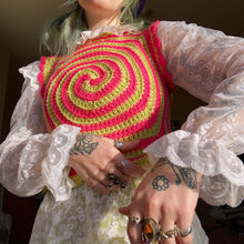 Load image into Gallery viewer, ⭐️SALE⭐️Pink & Green Swirly Vest S/M