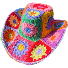 Load image into Gallery viewer, Daisy Cowboy Hat PDF Pattern (Granny Squares & Step by Step)
