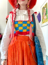 Load image into Gallery viewer, Fluffy Checkered Top Yellow, Blue & Red S