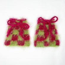 Load image into Gallery viewer, Fluffy Checkered Leg Warmers Pink & Green