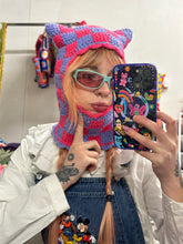 Load image into Gallery viewer, Chunky Checkered Kitty Balaclava Pink&Purple