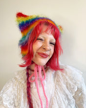 Load image into Gallery viewer, Fluffy Striped Kitty Bonnet Rainbow