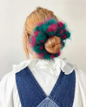 Load image into Gallery viewer, Fluffy Checkered Scrunchie Pink&Green