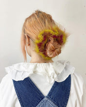 Load image into Gallery viewer, Fluffy Stripy Scrunchie Pink&Green