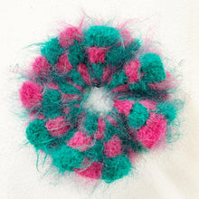 Load image into Gallery viewer, Fluffy Checkered Scrunchie Pink&Green