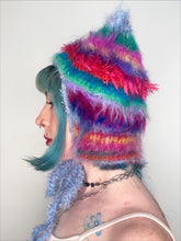 Load image into Gallery viewer, Fluffy Striped Kitty Bonnet Multicolour

