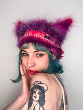 Load image into Gallery viewer, Fluffy Striped Kitty Bonnet Pink
