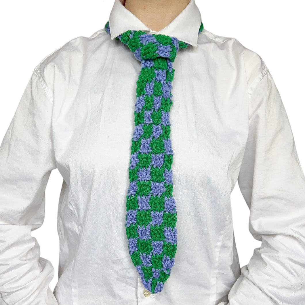 Checkered Tie Green & Blue