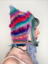 Load image into Gallery viewer, Fluffy Striped Kitty Bonnet Multicolour
