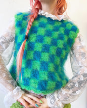 Load image into Gallery viewer, Fluffy Checkered Vest Green &amp; Blue M
