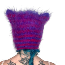 Load image into Gallery viewer, Fluffy Striped Kitty Bonnet Pink &amp; Purple
