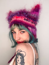 Load image into Gallery viewer, Fluffy Striped Kitty Bonnet Pink
