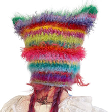 Load image into Gallery viewer, Fluffy Striped Kitty Bonnet Multicolour
