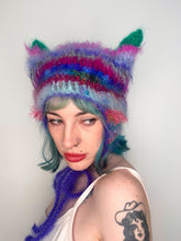 Load image into Gallery viewer, Fluffy Striped Kitty Bonnet Multicolour
