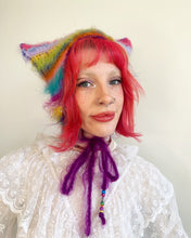 Load image into Gallery viewer, Fluffy Striped Kitty Bonnet Multicolour
