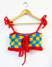 Load image into Gallery viewer, Fluffy Checkered Top Yellow, Blue &amp; Red S
