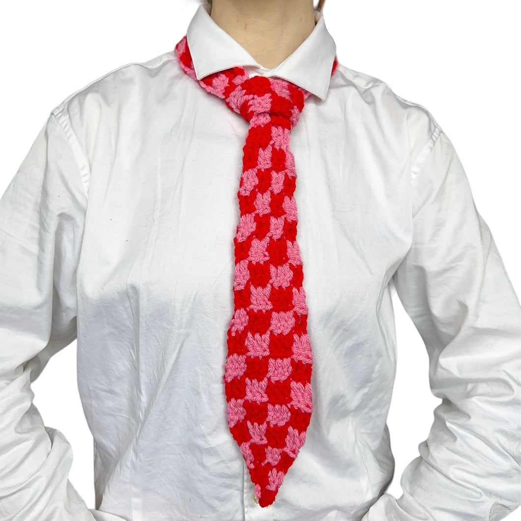 Checkered Tie Red & Pink
