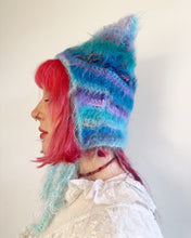 Load image into Gallery viewer, Fluffy Striped Kitty Bonnet Blue
