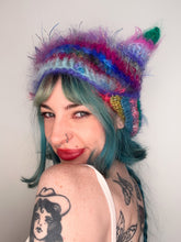 Load image into Gallery viewer, Fluffy Striped Kitty Bonnet Multicolour
