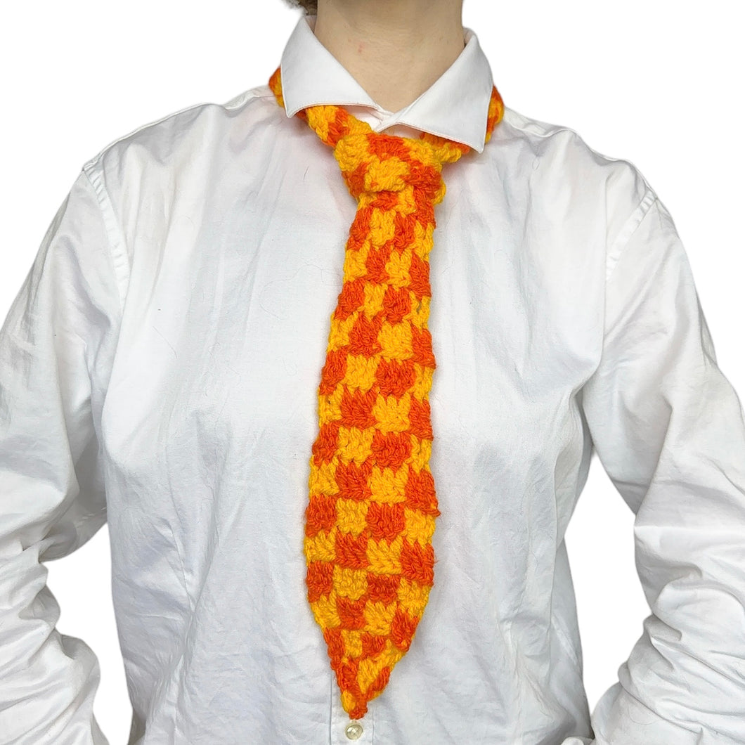 Checkered Tie Orange & Yellow