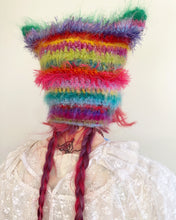 Load image into Gallery viewer, Fluffy Striped Kitty Bonnet Multicolour
