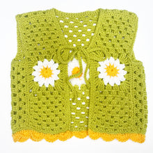 Load image into Gallery viewer, SALE Green Daisy Cardigan Large
