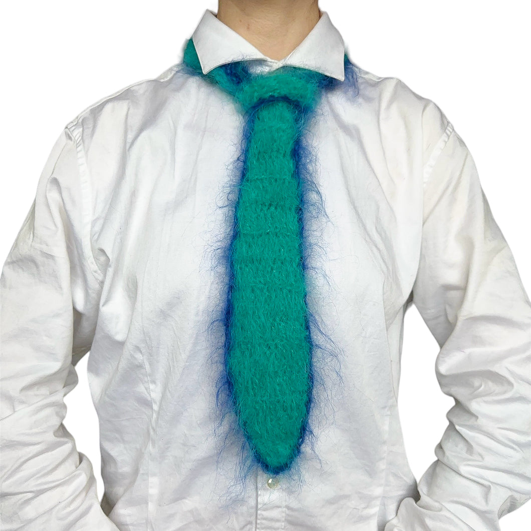 Fluffy Tie Turquoise & Blue