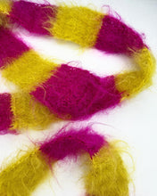 Load image into Gallery viewer, Fluffy Stripy Scarf Green &amp; Pink

