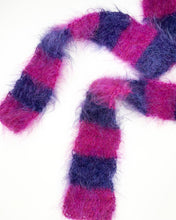 Load image into Gallery viewer, Fluffy Stripy Scarf Purple &amp; Pink
