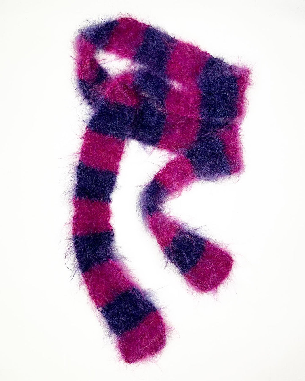 Fluffy Stripy Scarf Purple & Pink