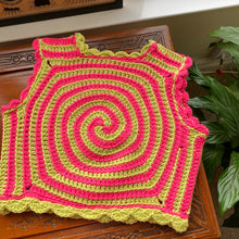 Load image into Gallery viewer, ⭐️SALE⭐️Pink &amp; Green Swirly Vest S/M
